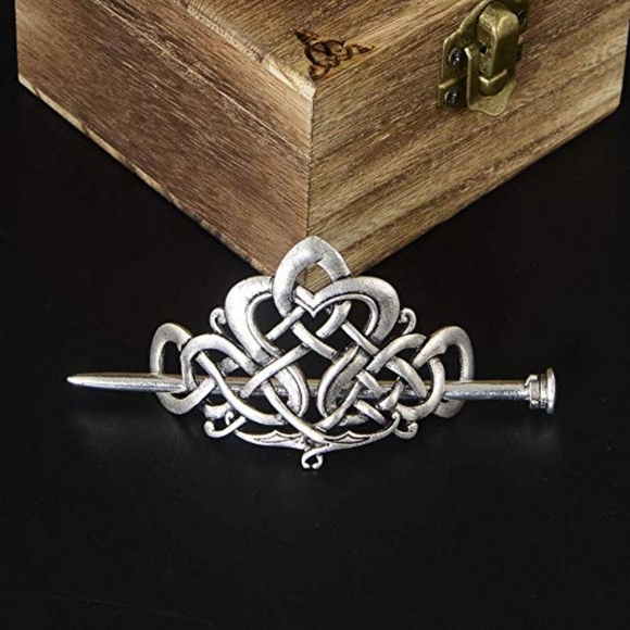 Silver Celtic Knot Hair Pin Slide Hair Accessory - Picture 4 of 6